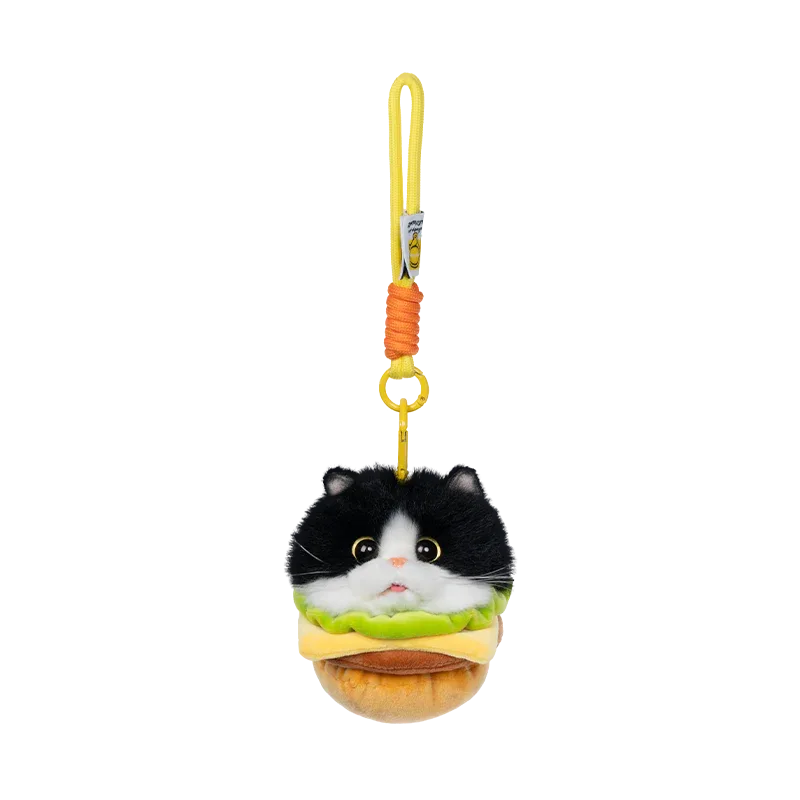 Wholesale Simulated Soft Plush Animal Keychains Cute Hamburger & French Fries Fries Cat Pendants Keychains/Bag Charm