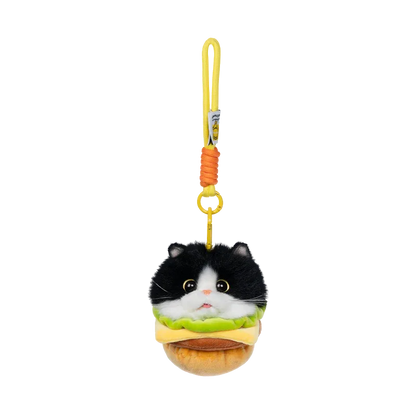 Wholesale Simulated Soft Plush Animal Keychains Cute Hamburger & French Fries Fries Cat Pendants Keychains/Bag Charm