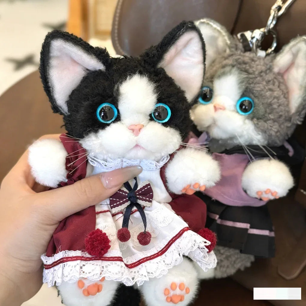Polyester Simulated Plush cat Keychains Soft Lifelike Plush Cute Devon Series Accessories Keychains/Bag Charm