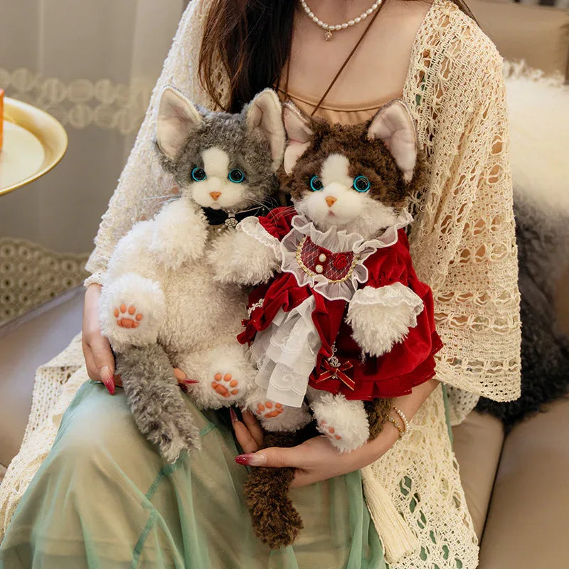 Medium Size Devon Rex Cat Plush Backpack Simulation PP Cotton Filling Stress Relief Toy