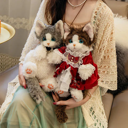 Medium Size Devon Rex Cat Plush Backpack Simulation PP Cotton Filling Stress Relief Toy