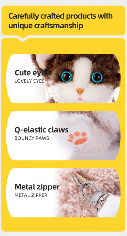 Medium Size Devon Rex Cat Plush Backpack Simulation PP Cotton Filling Stress Relief Toy