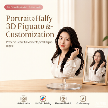 Half-Body Bust Figurine – Custom 3D Professional Portrait From Your Photo (Style A)