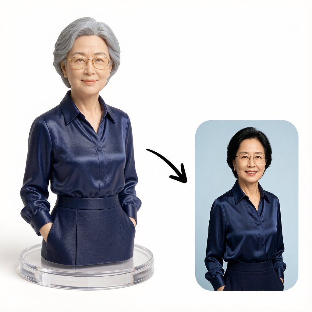 Half-Body Bust Figurine – Custom 3D Professional Portrait From Your Photo (Style A)