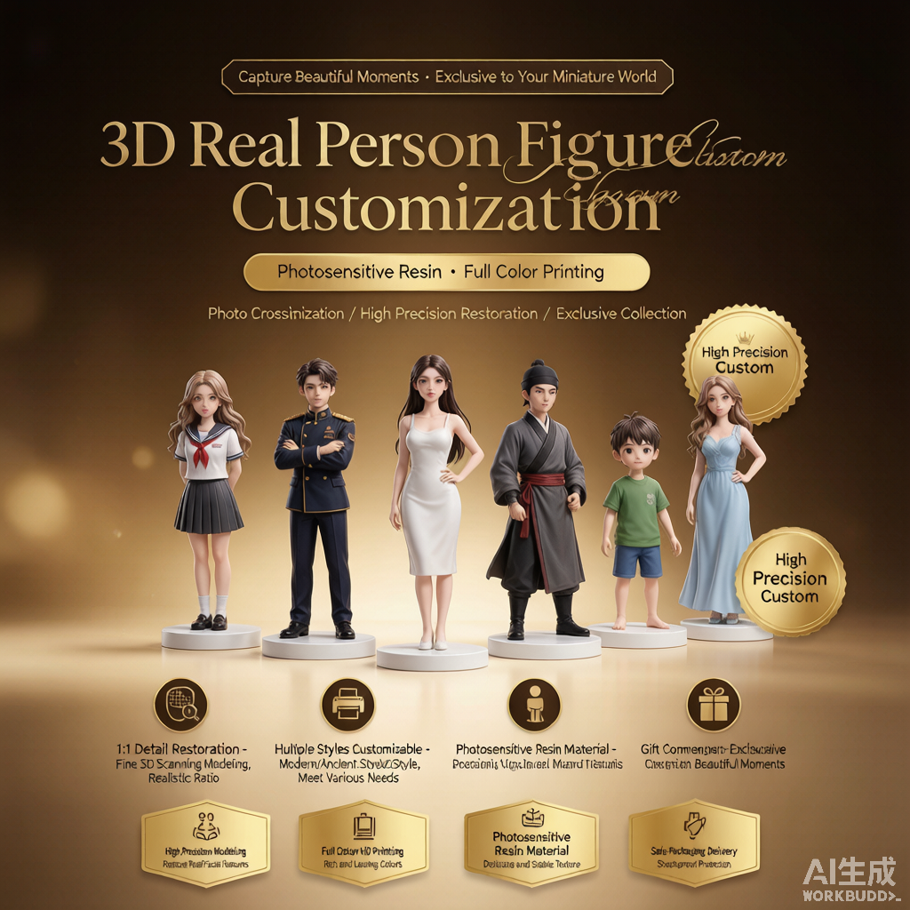 Custom Single Figurine – Western Style – 3D Portrait From Your Photo