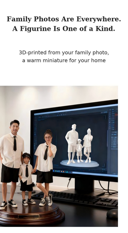 Family Portrait Figurine – Custom 3D Family Statue (2–4 People)
