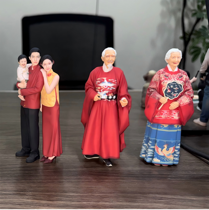 Family Portrait Figurine – Custom 3D Family Statue (2–4 People)