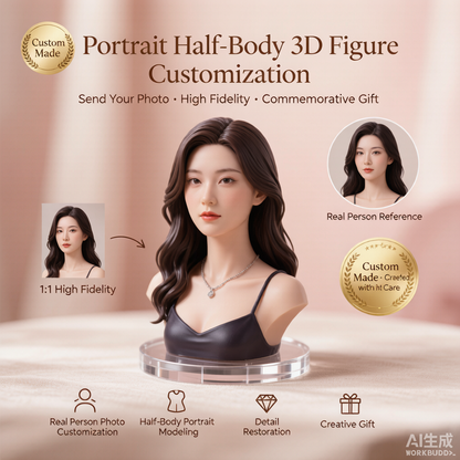 Half-Body Bust Figurine – Custom 3D Professional Portrait From Your Photo (Style A)