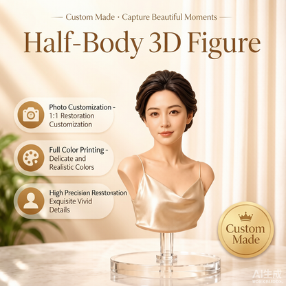 Half-Body Bust Figurine – Custom 3D Professional Portrait From Your Photo (Style A)