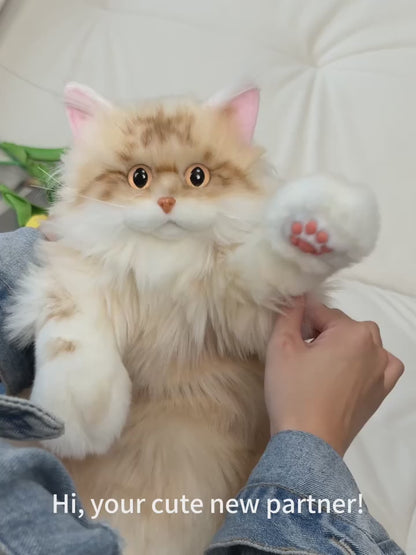 Orange Cat Simulation Fashion Plush Backpack PP Cotton Filling Adorable Cat Bag Realistic Cat Backpack for Adults/Kids