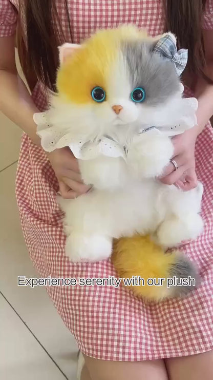 Convenient Medium Sitting Cat Simulation Cute Stylish Lifelike Plush Cat Backpack for Adults/Kids
