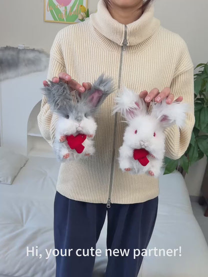 Super Realistic Angora Rabbit Plush Bag Charm Keychain Long Fur Bunny Pendant Polyester & Premium Silk Cotton Filling