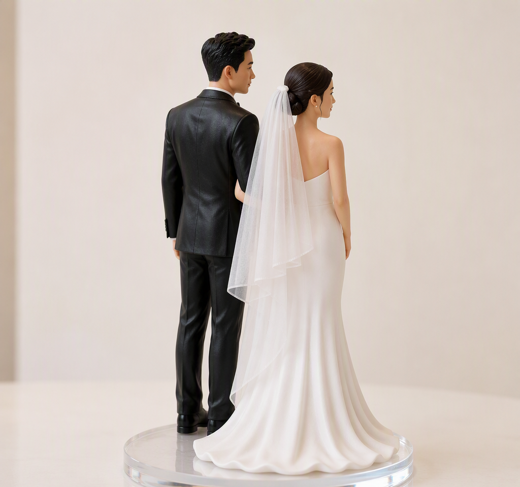 Wedding Couple Figurine – Custom 3D Wedding Portrait Statue From Your Photo