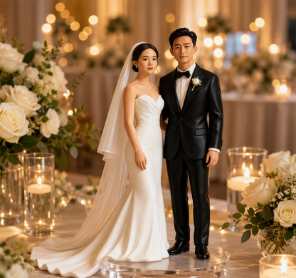 Wedding Couple Figurine – Custom 3D Wedding Portrait Statue From Your Photo